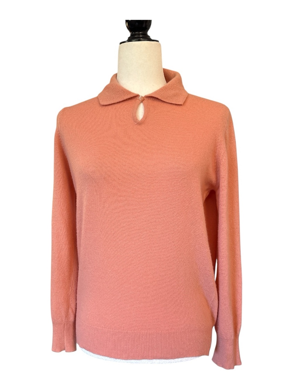 Vintage Lyle & Scott Scotland Cashmere Collared Sweater Dusty Coral Size 38
